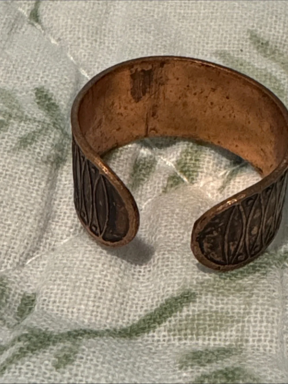 Vintage Copper Jaguar Abalone Cuff Bracelet and Real Copper Ring Adjustable